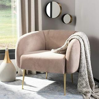 Couture Home Alena Mid-Century бледо лилав и златен стол
